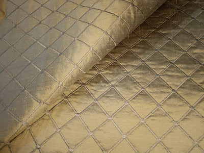 SILK DUPIONI Quilted pintuck Fabric in available in 4 colors [GOLD SILVER GREY OLIVE BROWN]