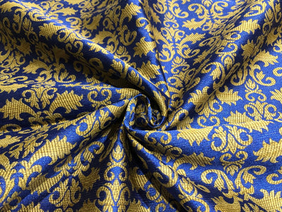 Brocade Fabric all over jacquard in a subtle gold available in 2 colors turquoise and royal blue [BRO421[1/2]