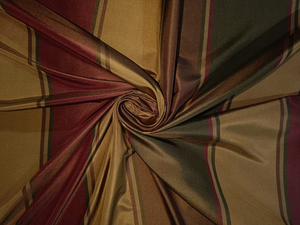 100% SILK TAFFETA FABRIC GOLD.KHAKHI,BROWN  Stripes 54&quot; wide TAFS31[1]