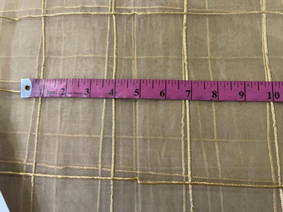 100% Silk mettalic tissue organza fabric with gold plaids 44" wide [12759]