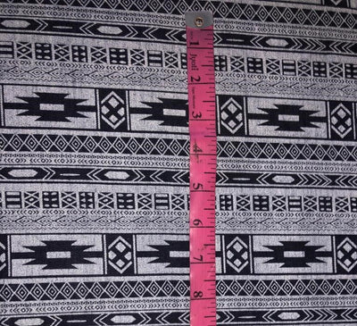 100% Cotton Denim Fabric 58" wide GREY/BLACK ABSRACT DESIGN [15576]