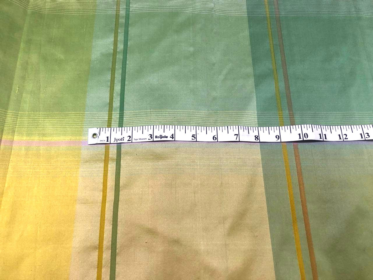 Pastel Silk Taffeta Fabric with Satin Plaid Lime Green, Yellow & Pink : 54” Wide (TAFC69)