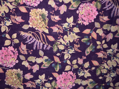 100% linen FLORAL digital print fabric 44" wide available in 2 colors green and aubergine purple [/1595915960]