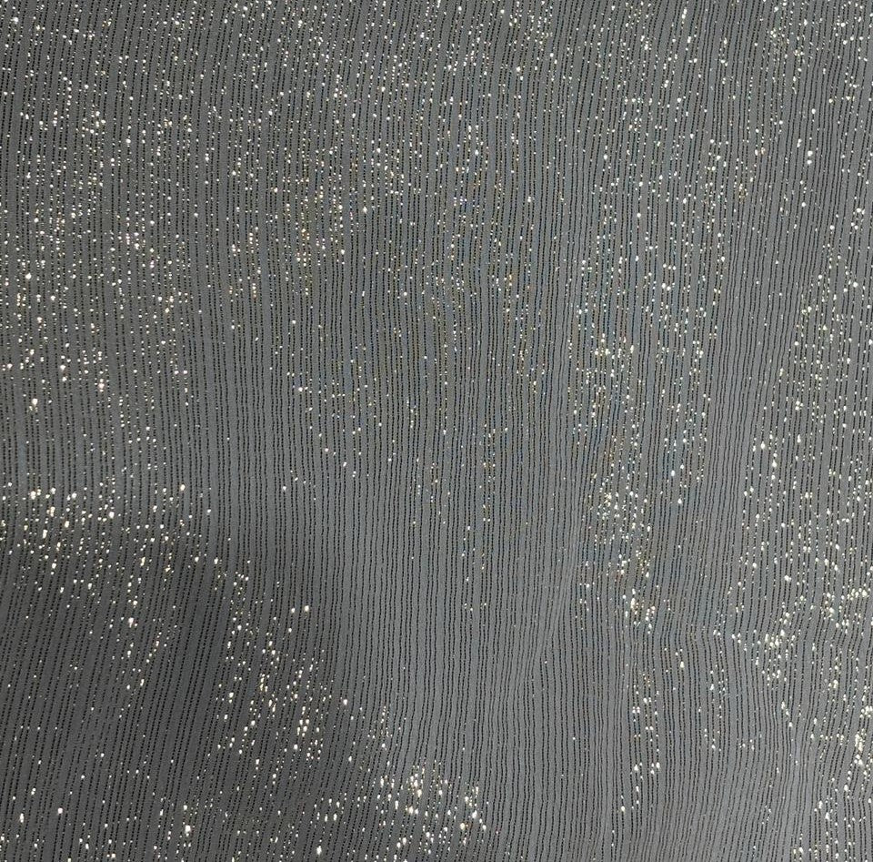 100% silk Chiffon fabric lurex gold stripes  44" width  [18271]