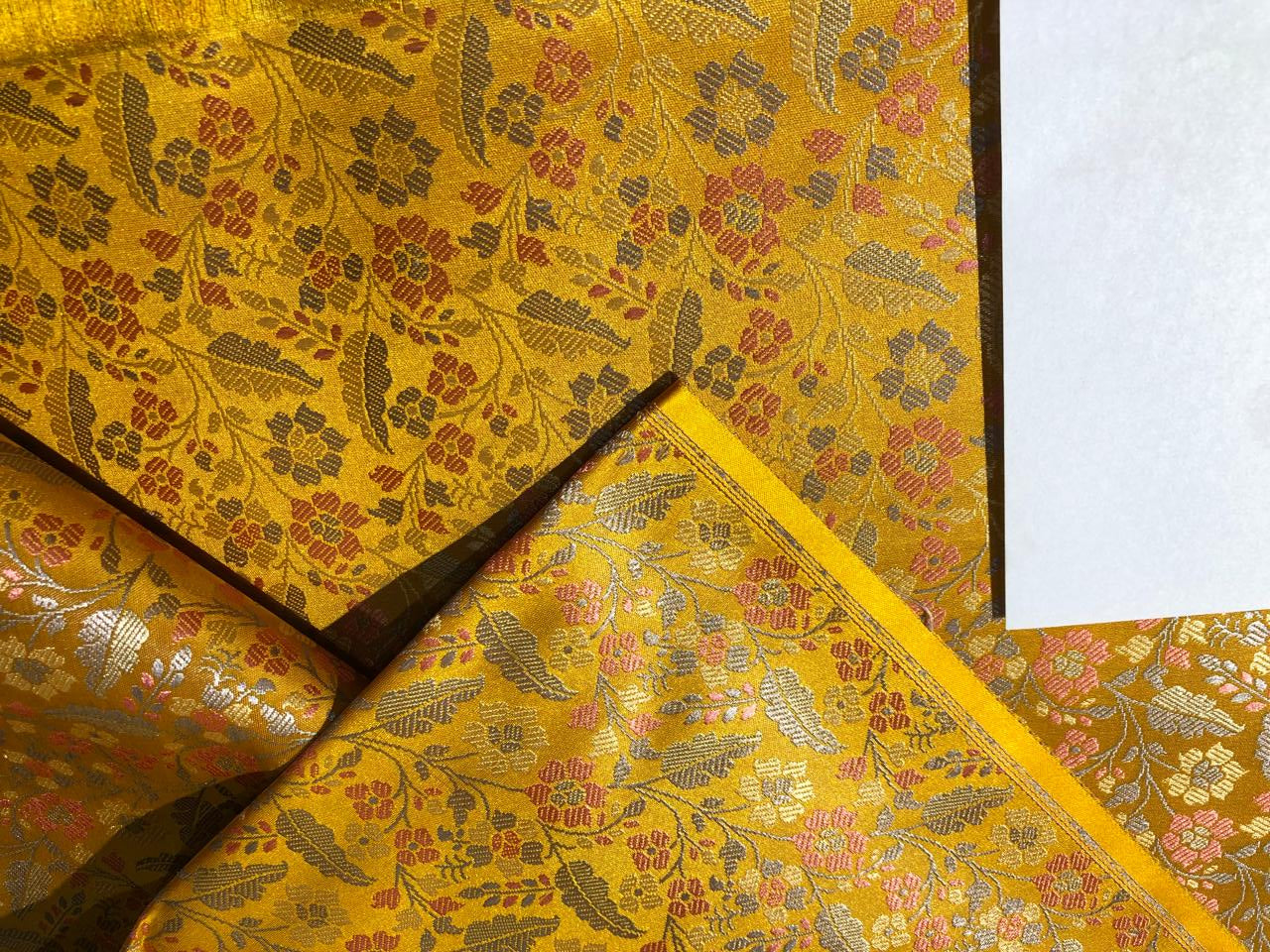 Silk Brocade  fabric~  44" wide FLORAL  jacquard available in 3 colors light olive ,mango and nude beige BRO999
