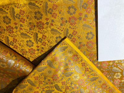Silk Brocade  fabric~  44" wide FLORAL  jacquard available in 3 colors light olive ,mango and nude beige BRO999