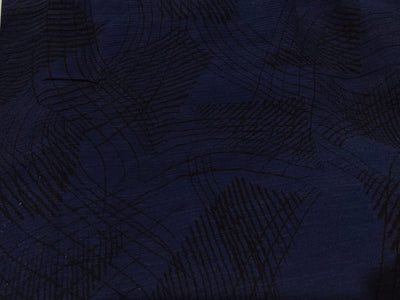 Silk chiffon printed  fabric NAVY with abstract black lines 44" wide [12374]