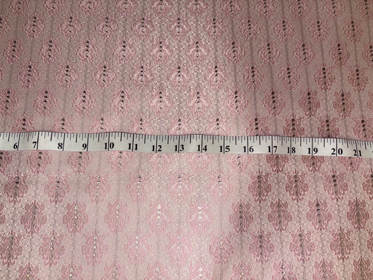 Silk Brocade fabric 44"baby pink  motif with subtle lurex dots  BRO1066[3]