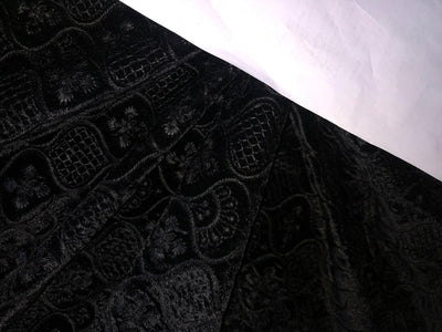 Brocade Velvet Embroidered fabric black color 44" wide 5 DESIGNS BRO866[4] BLACK AND SILVER BRO866[3] BLACK AND GOLD BRO936[1] BLACK AND SUBTLE GOLD JACQUARD BRO936[2] BLACK AND SUBTLE SILVER JACQUARD BRO936[3] JET BLACK JACQUARD