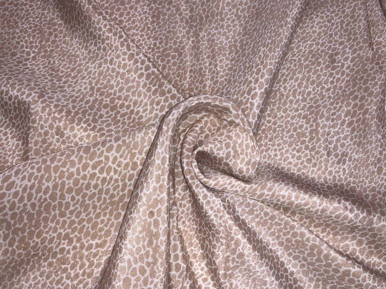 Pure silk  crepe printed fabric ivory with beige abstract print [18290]