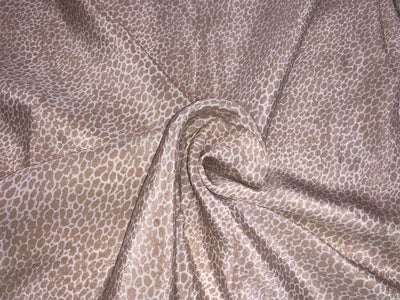 Pure silk  crepe printed fabric ivory with beige abstract print [18290]