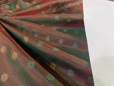 Mary Ann silk fabric with jacquard 44" wide RED X GREEN with motif [15508]