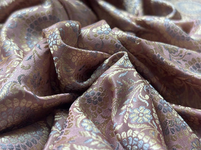 Silk Brocade fabric 44"dusty lavender with subtle gold  jacquard  BRO1064[4]