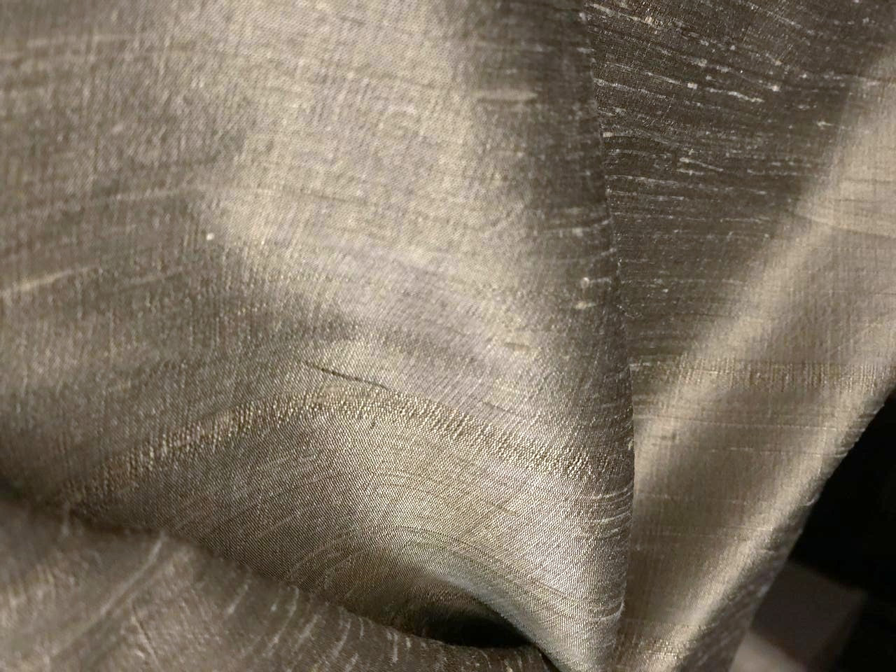 100% Pure silk dupioni fabric golden cream x black  color 54" wide with slubs MM129[3]