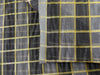 Cotton chanderi fabric plaids shade of grey &amp; metallic gold 44" wide [9260]