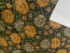 silk habotai printed 44" BLACK WITH GREEN AND MUSTARD FLOWERS