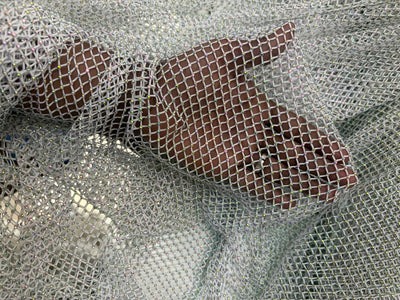 Rhinestone Mesh, Stretchable Fabric Crystal Diamond Stretch Crystal Fishnet Sheets available in 2 colors pink and white [18428/29]