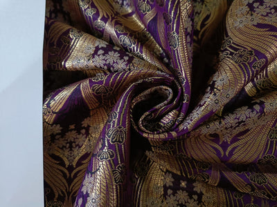 Silk Brocade fabric AUBERGINE AND METALIC GOLD COLOR 44" wide BRO897[6]