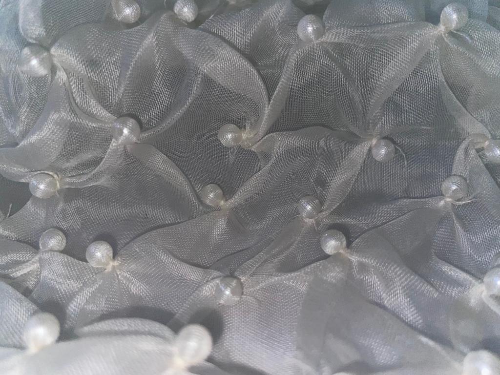 Silk organza -IVORY diamond pintuck heavy with PEARLS