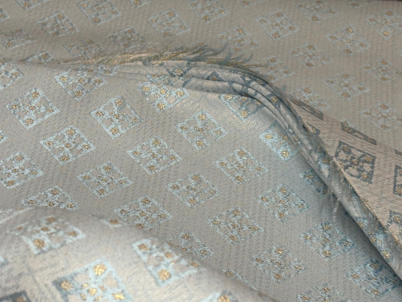 Silk Brocade fabric 44"baby blue  motif with subtle lurex dots  BRO1066[2]