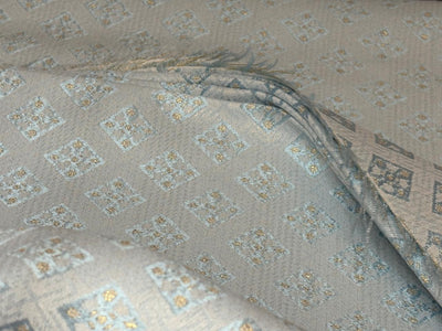 Silk Brocade fabric 44"baby blue  motif with subtle lurex dots  BRO1066[2]