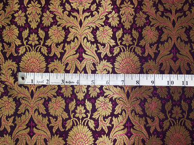 Silk Brocade fabric with beautiful gold  jacquard available in 3 colors teal ,red and mulberry BRO1075