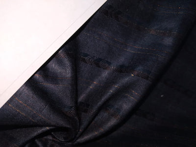 SILK TUSSAR with mettalic bronze lurex stripe available in two colors brown and dusty navy