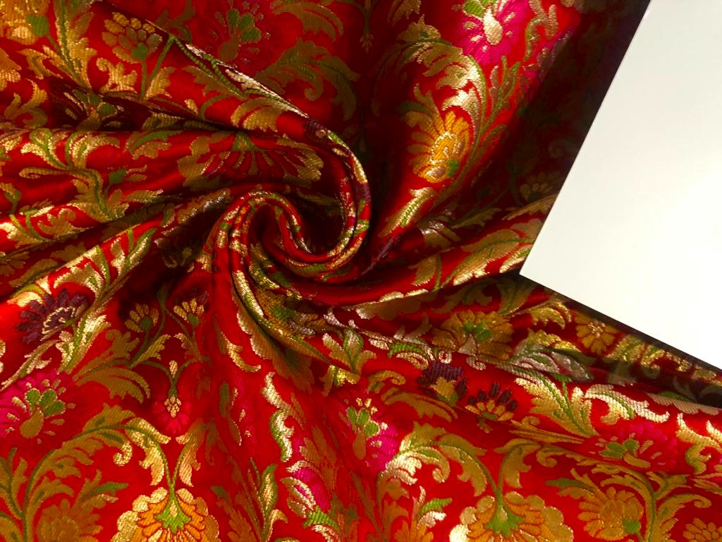 Silk Brocade fabric 44" wide Floral Jacquard KING KHAB available in 4 colors BRO917[15706-15709]