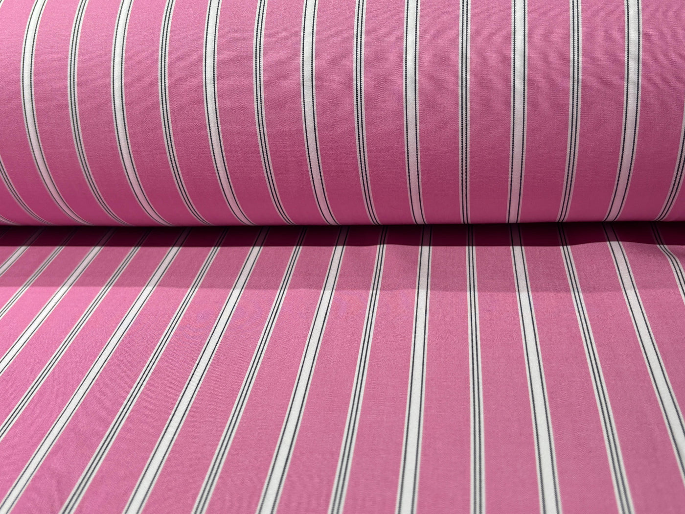 100% Cotton Poplin 58" wide stripes available in 2 colors pink and blue [17757/58]