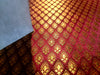Brocade fabric LEAF MOTIF with  metallic GOLD 44" wide available in 3 colors BRO889A [peacock green/wine/blood red]