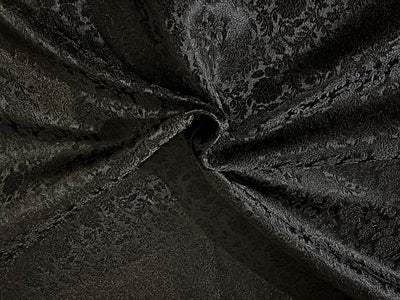 Silk Brocade fabric 56" jet black with self  floral jacquard BRO1057[1]