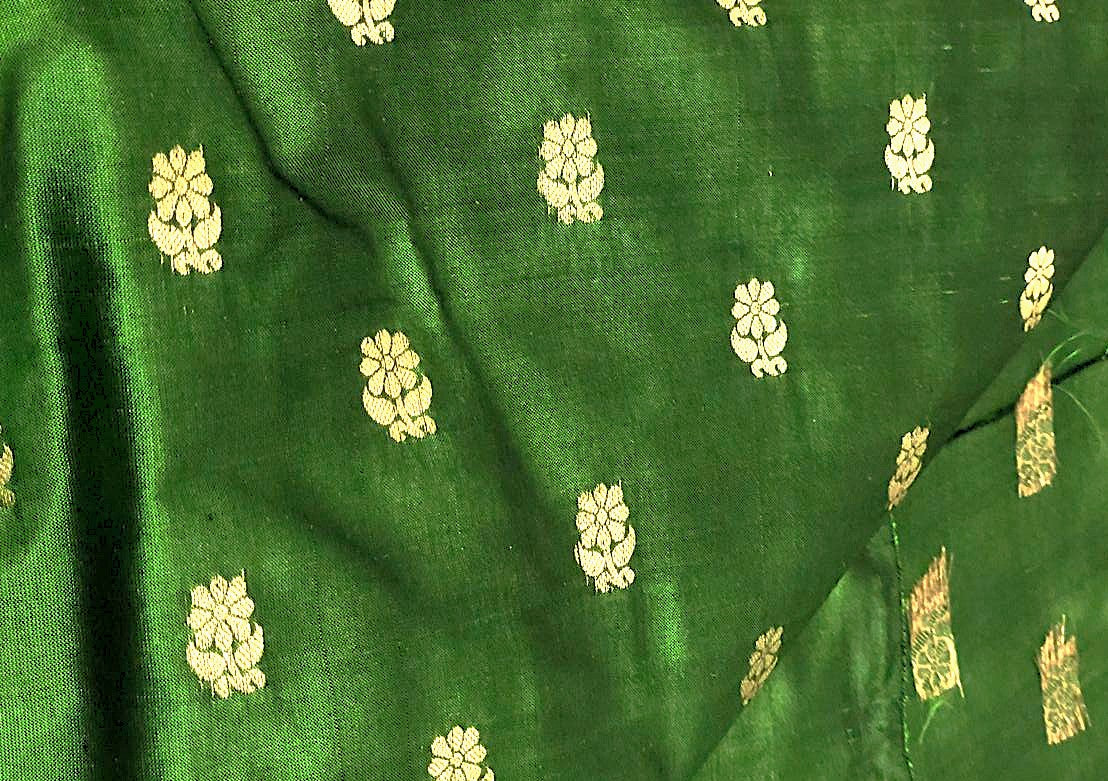 100% PURE Silk Brocade fabric with tiny floral motifs in gold available in 3 shades BRO1101[3/4/5]