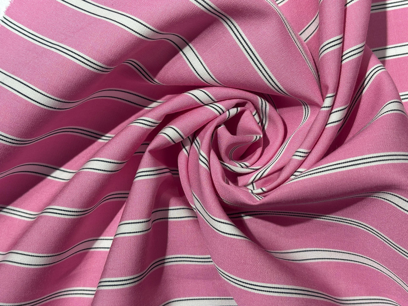 100% Cotton Poplin 58" wide stripes available in 2 colors pink and blue [17757/58]