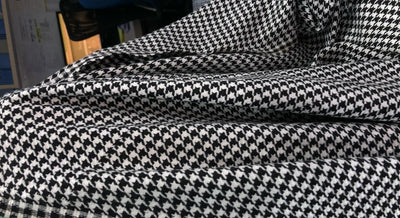 Wool and Acrylic blend fabric Houndstooth BLACK AND WHITE [15815]