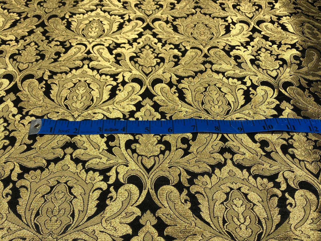 Brocade Heavy KING KHAB  Fabric  with white gold jacquard 44" wide available in 2 colors fiery rose and black BRO1052