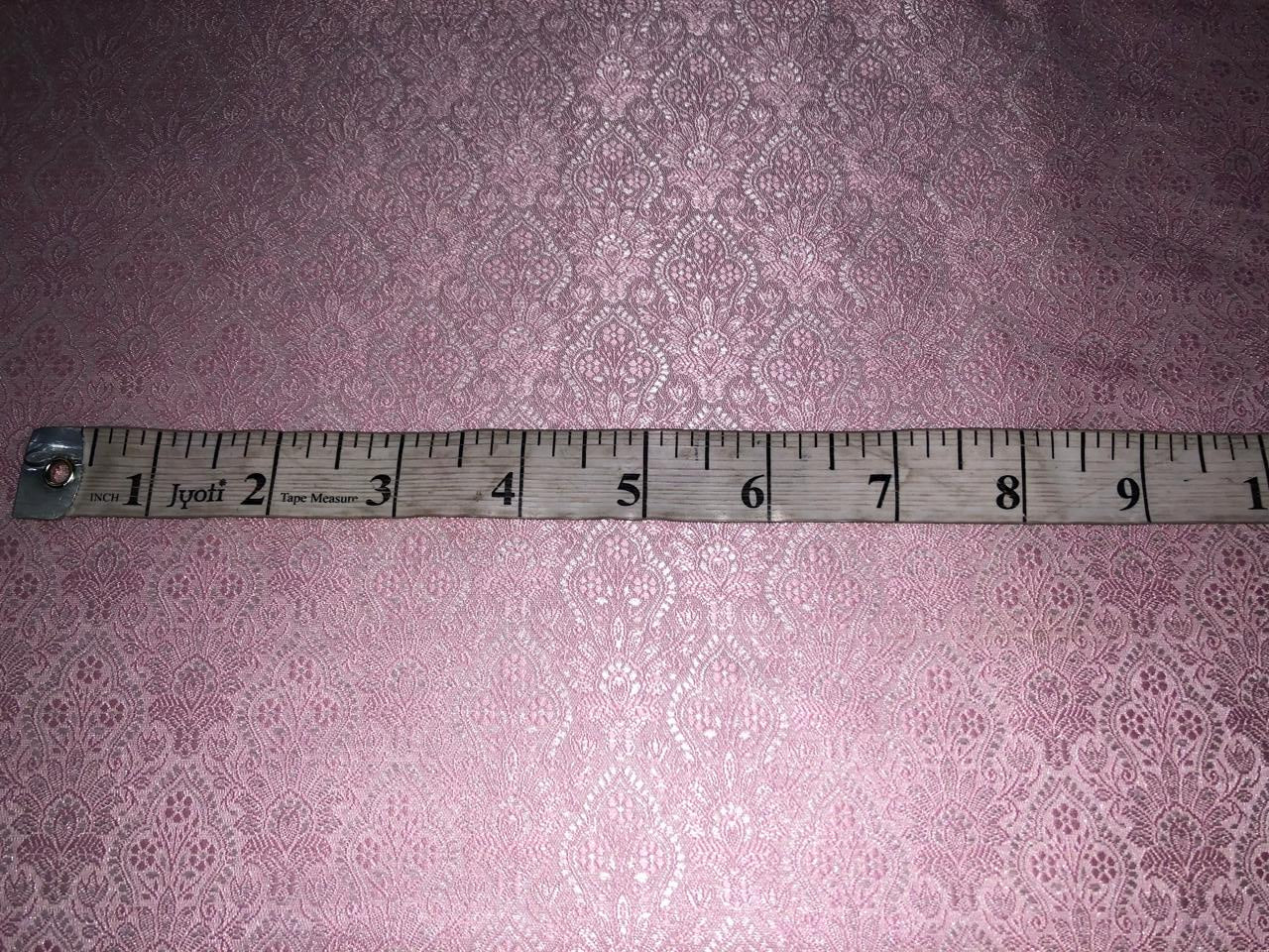 Silk Brocade fabric 44" wide SELF JACQUARD  available in 2 colors pink and white ivory BRO956[4/6]