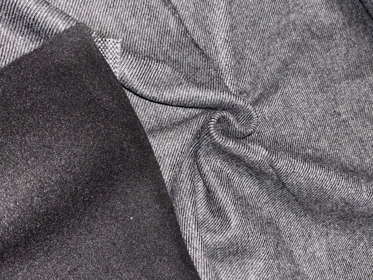 Wool Blended Diagonal Cord Weave fabric fused with black light wool  147 cms wide [18397]