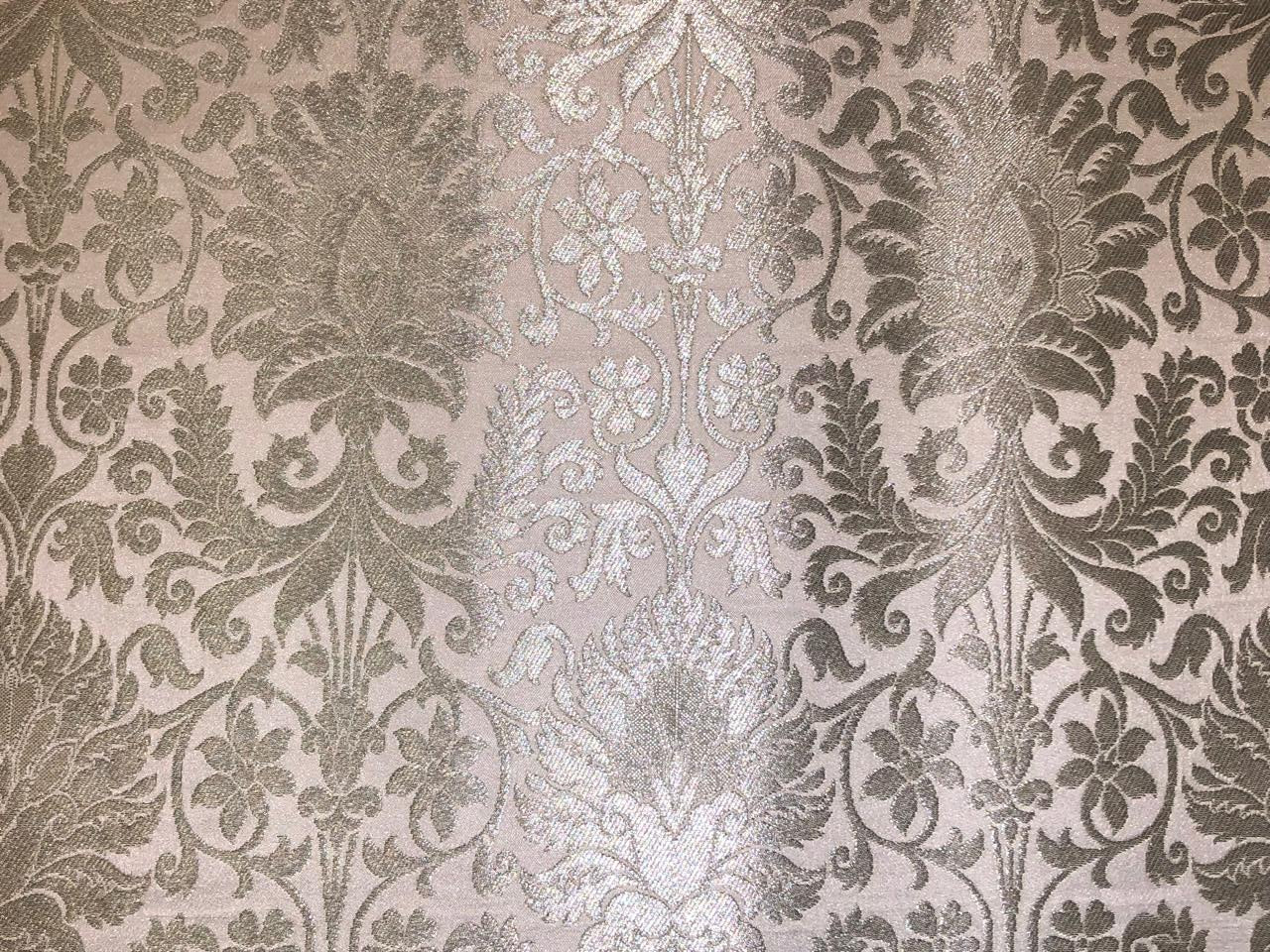 Silk Brocade fabric white with silver jacquard BRO1087[2]