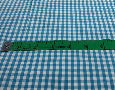 100 % Cotton YARN DYED PLAIDS 58"  BABY BLUE AND WHTE [17080]