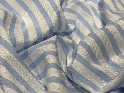 100% Cotton Poplin 58" wide blue  yarn dyed striped structured design  [17770]