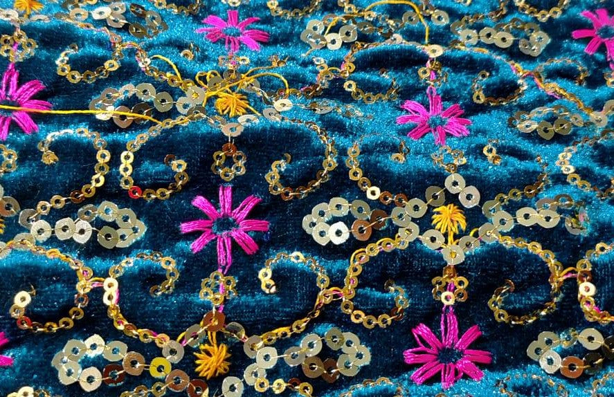 Micro Velvet Fabric Embroidered 44