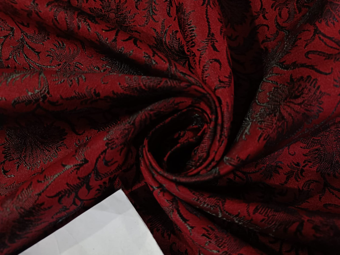 Silk Brocade fabric Black &amp; Wine Red Colour 44" wide BRO87[1]