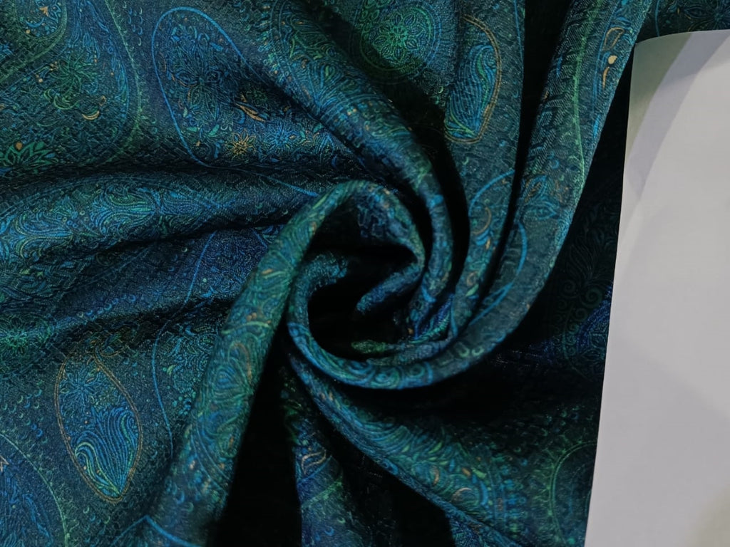 Brocade fabric peacock blue and green paisley color 58" wide BRO892[4]