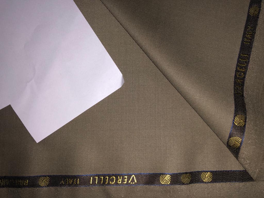 Suiting VERCELLI Super 150S Australian Merino Wool 58" wide available in 2 colors OLIVE and KHAKHI