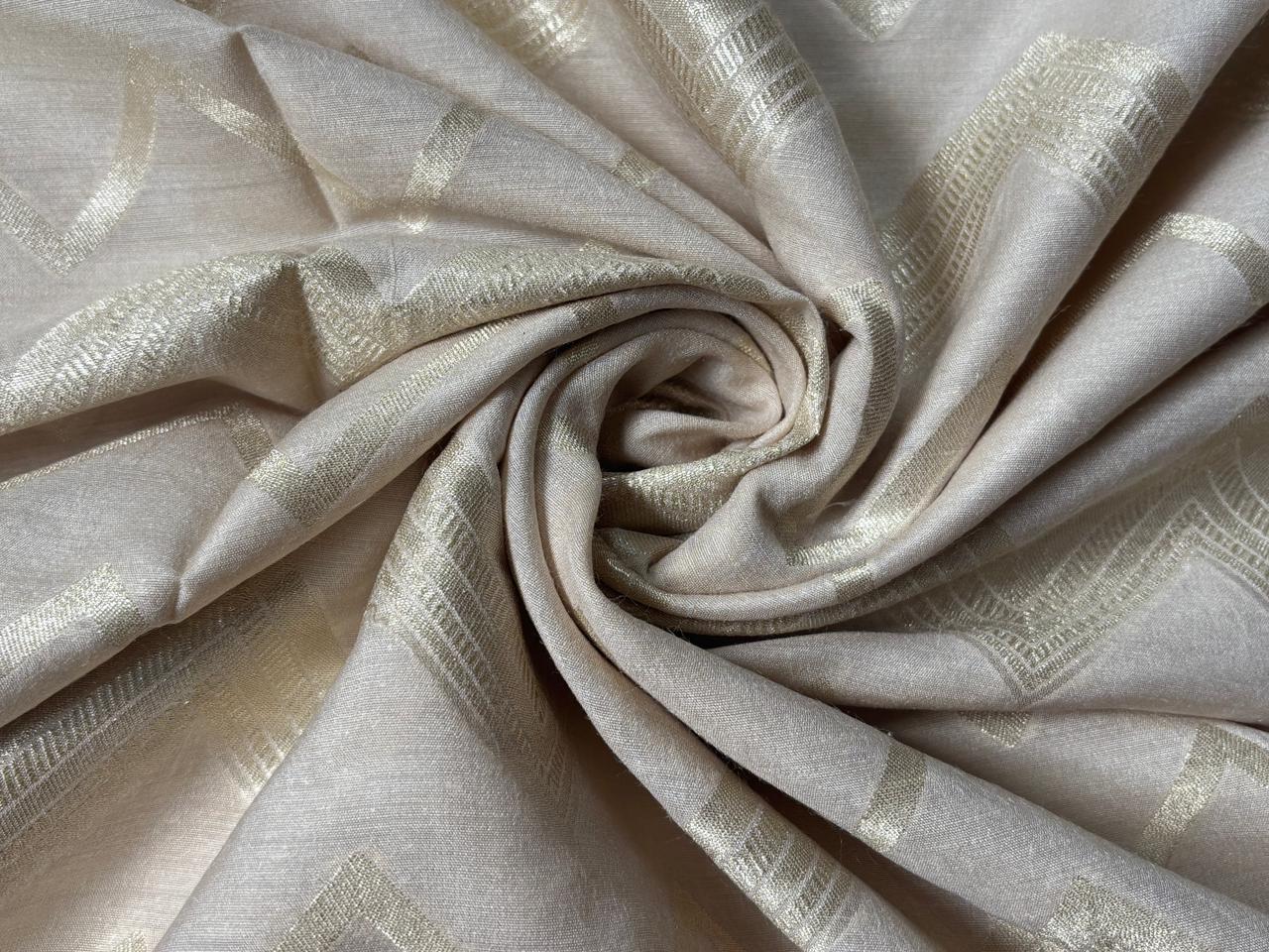 Silk Brocade fabric 44" golden cream with subtle gold geometric triangle jacquard  BRO1064[5]