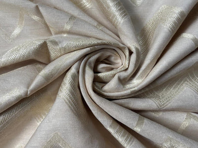 Silk Brocade fabric 44" golden cream with subtle gold geometric triangle jacquard  BRO1064[5]