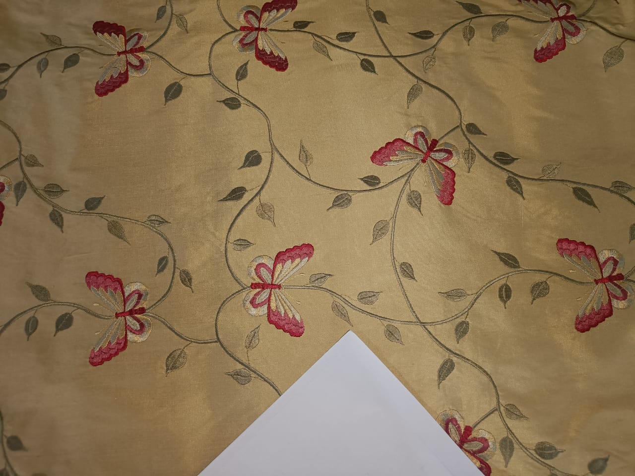 Silk dupioni rich gold embroidery -butterflies  54" DUP#E46