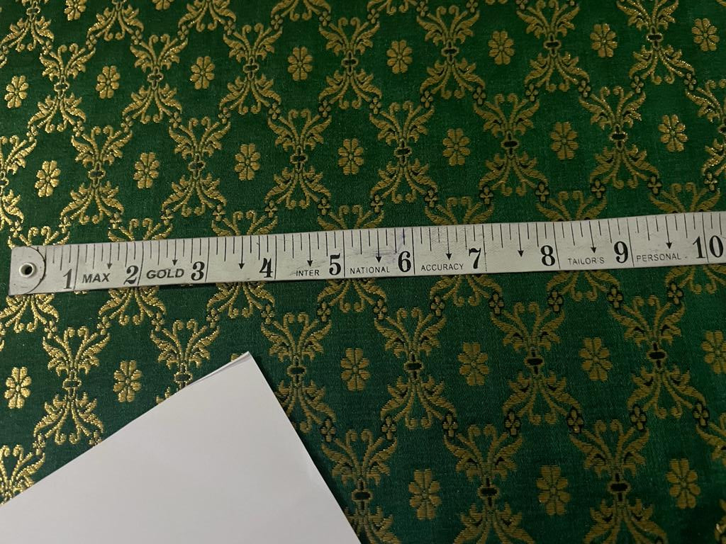 Silk Brocade fabric  44" wide BRO905 available in 6 colors [EMERALD GREEN/ BLUEISH GREY /BLACK/ WINE /RED/ MANGO YELLOW][15485/15487