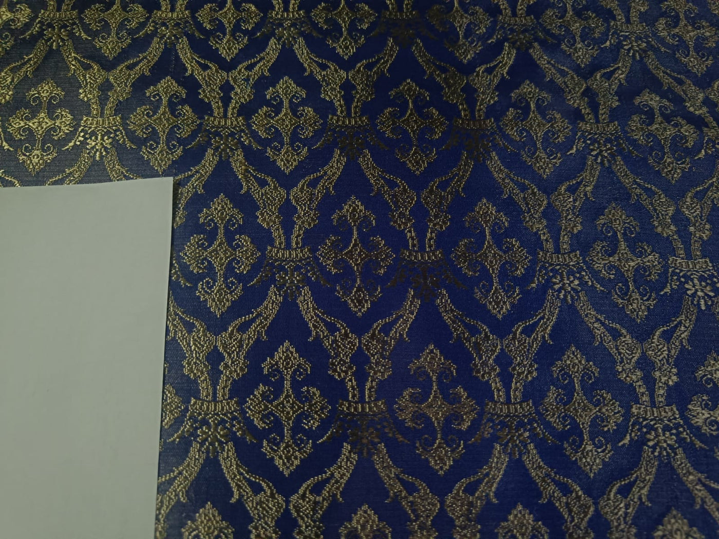 Silk brocade vestment fabric ROYAL BLUE X  GOLD BRO155[7]