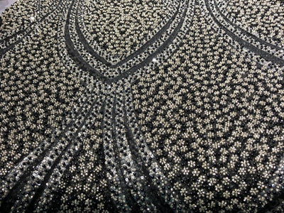 NET fabric with sequins and  pearls available in 2 colors black and white 56" wide [17807/08]